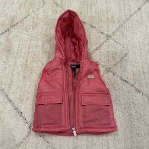 DKNY Pink Hooded Puffer Vest